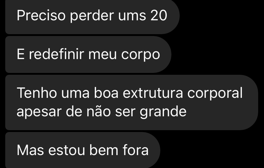 Print de mensagem de aluno querendo perder 20 kg e redefinir o corpo